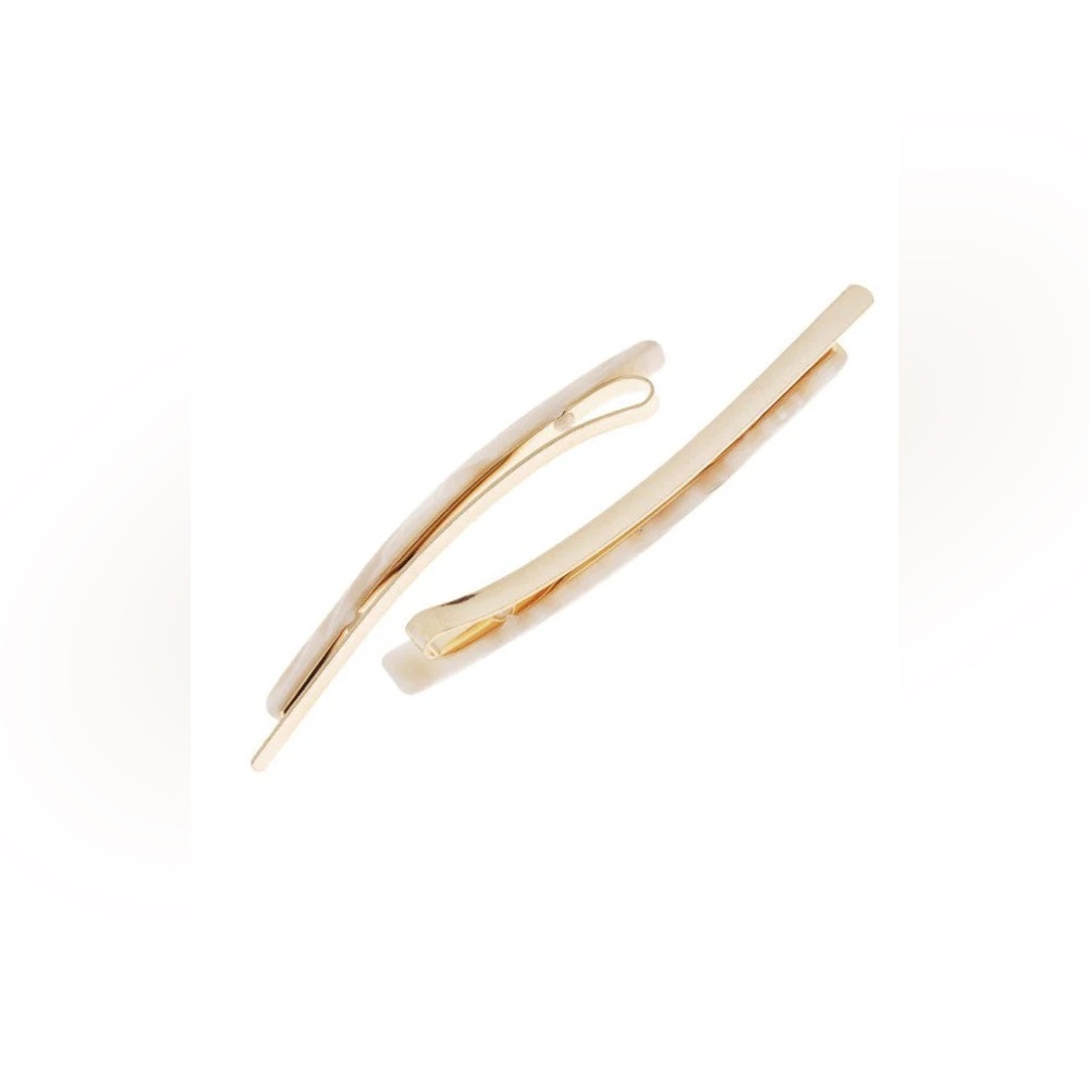France Luxe Bobby Pin Pair on Gold Wire Set of 2 in Alba Ivory Gold - Picture 2 of 8